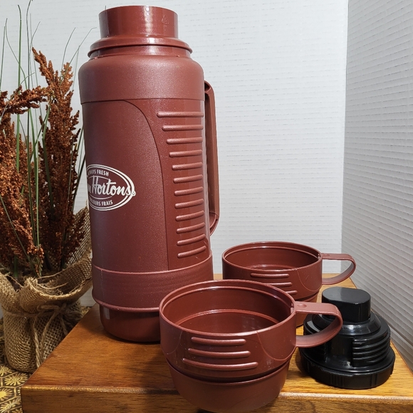 Vintage Tim Hortons 1 Litre Thermos with 2 Drinking Cups - Picture 12 of 16
